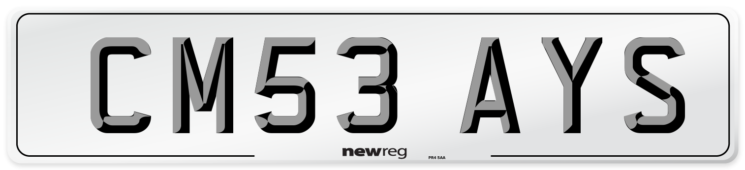 CM53 AYS Number Plate from New Reg